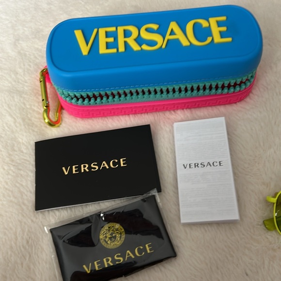 YOUTH Size Lime Green Versace Metal Frame Sunglasses Brand New - Picture 6 of 6